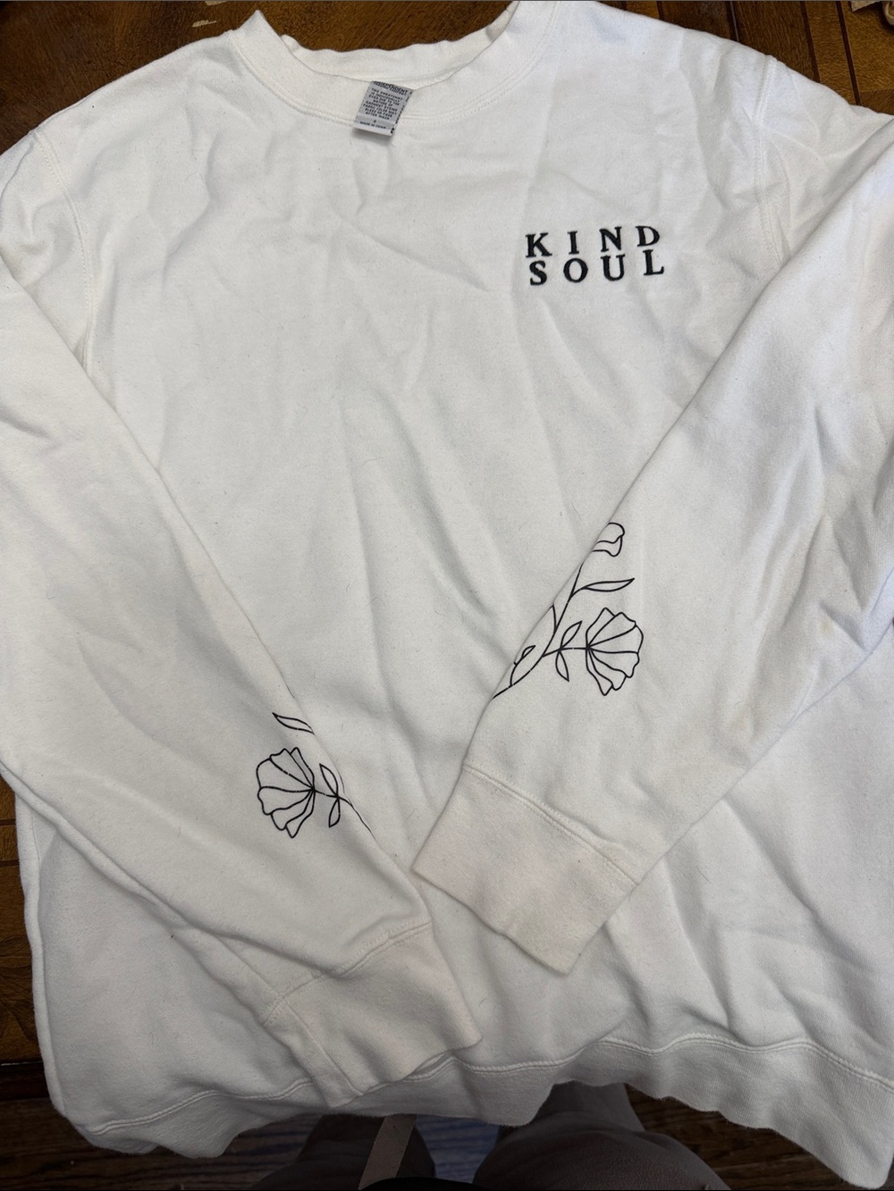 Kind Soul White Graphic Sweatshirt